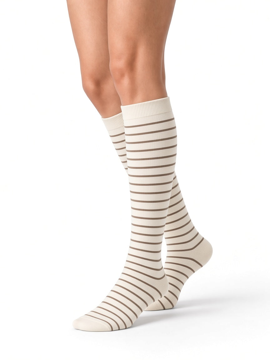 bamboo-compression-socks Cream & Taupe